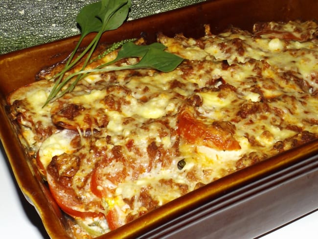 Délicieux gratin de courgettes et plantain façon moussaka