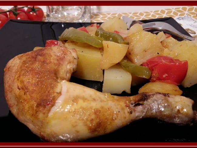 Cuisses de poulet rôti à l’huile d’argan et aux petits légumes