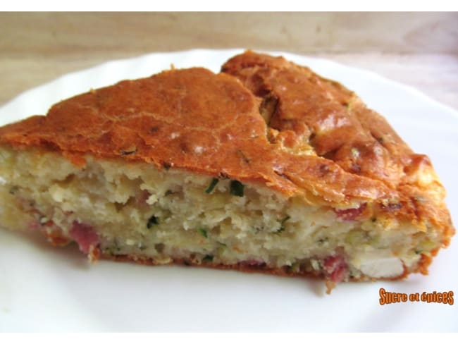 Gâteau courgette, fromage et jambon