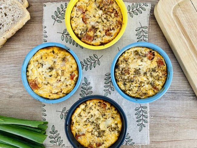 Mini clafoutis tomate, poivron et feta