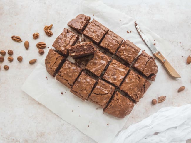 Brownies aux noisettes, noix de pécan et amandes