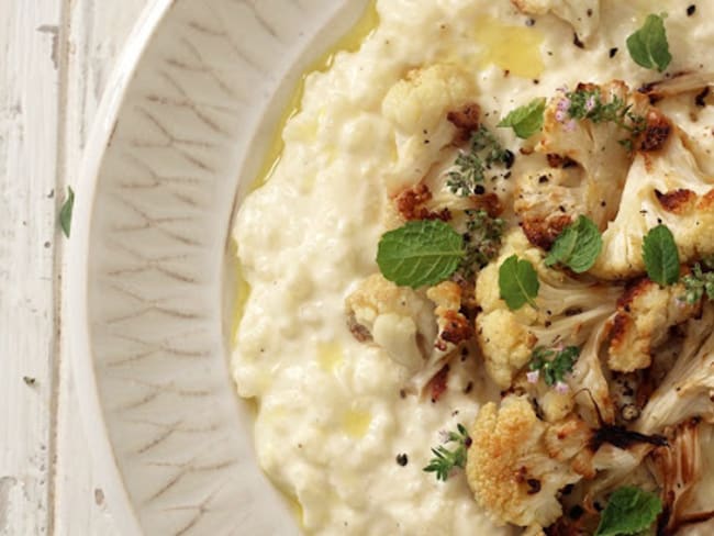 Riz au yaourt et chou-fleur rôti