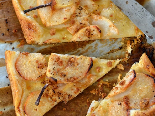 Tarte fine aux poires et brisures de spéculoos