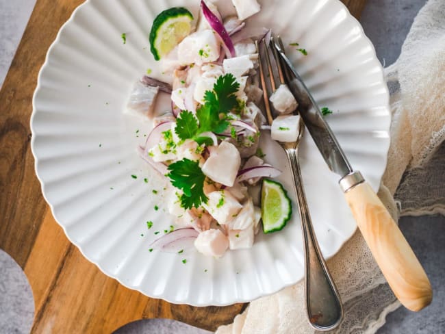 Ceviche de cabillaud et lieu noir