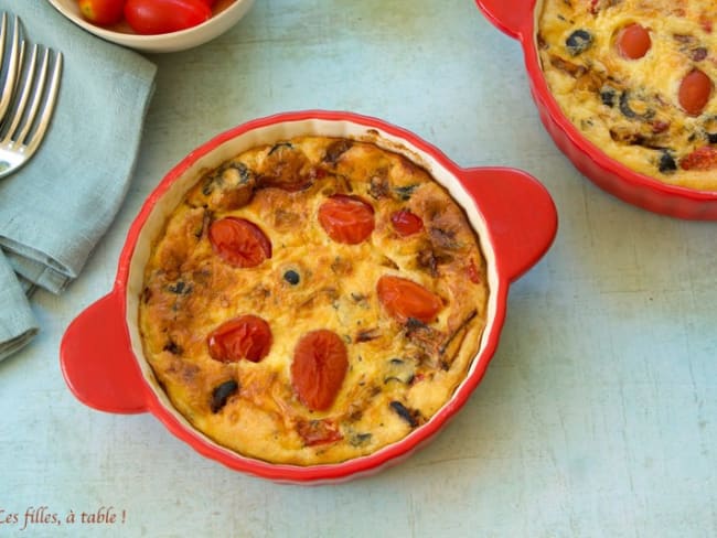 Clafoutis salés de tomates cerise et poivrons