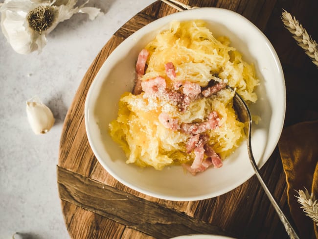 Courge spaghetti carbonara