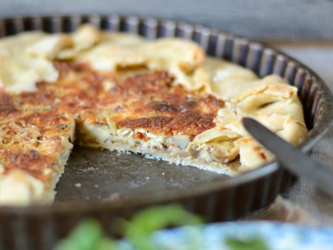 Tarte aux champignons et cheddar