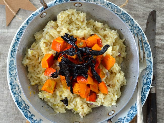 Risotto à la courge rôtie et aux champignons