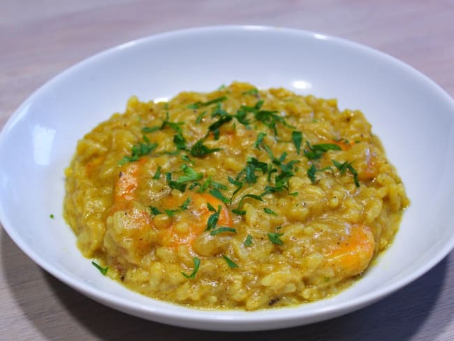 Risotto de Crevettes au Curry et lait de coco