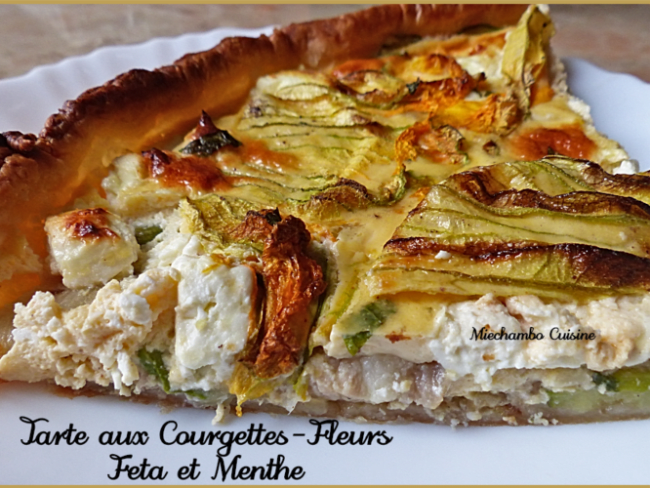 Tarte aux courgettes-fleurs, feta et menthe