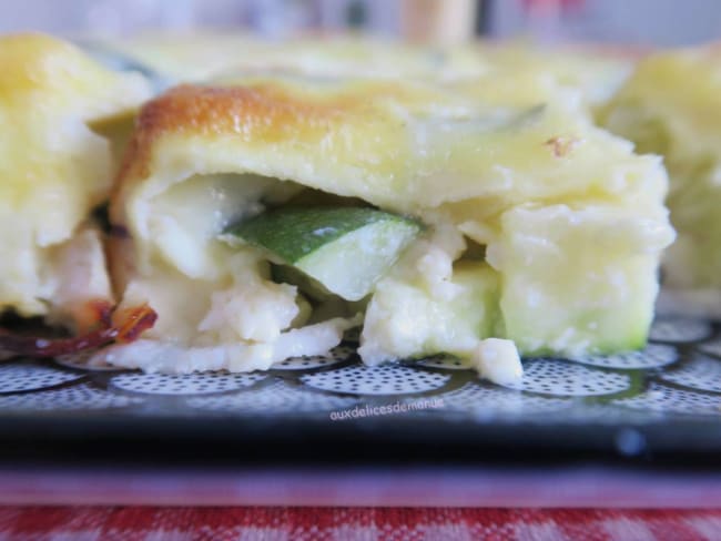 Flan de courgettes et râpé de poulet au chèvre frais