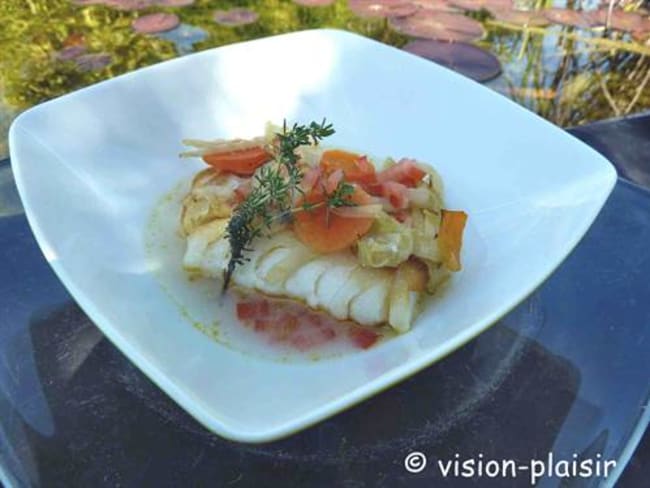 Dos de cabillaud rôti au légumes fondants