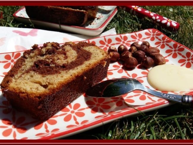 Cake marbré chocolat noisette