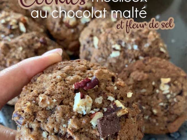 Les cookies moelleux au chocolat malté et fleur de sel