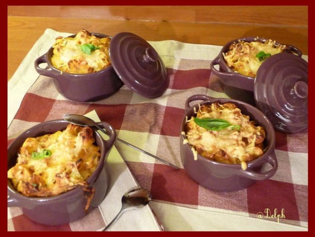 Pâtes au thon gratinées à la tomate