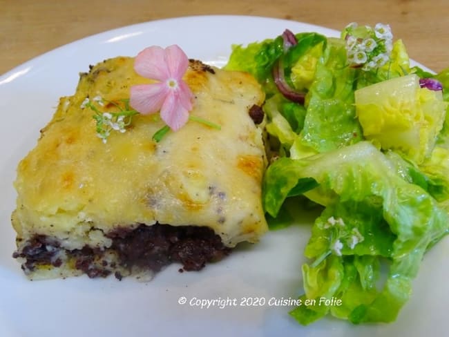 Parmentier de boudin noir gratiné au Comté