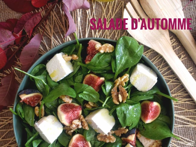 Salade d'automne figues fromage de chèvre et noix