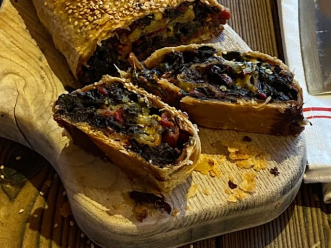 Strudel aux feuilles de poirée et fromage bleu d’Auvergne