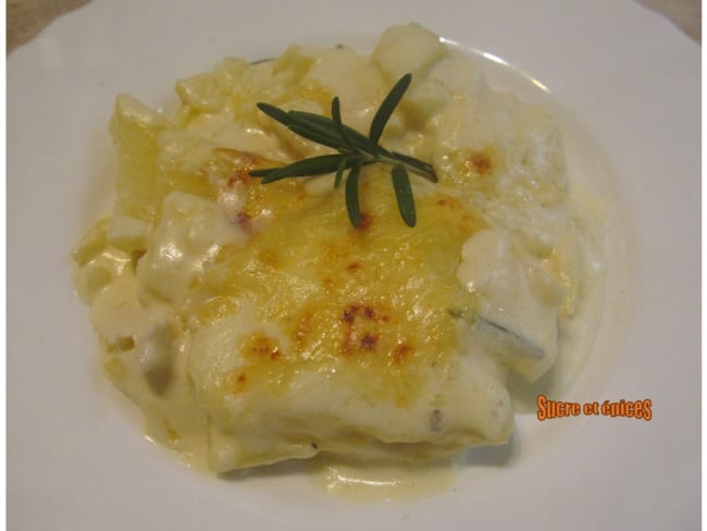 Gratin de pommes de terre au fromage de chèvre et romari