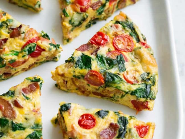 Frittata aux bacon épinards et tomates