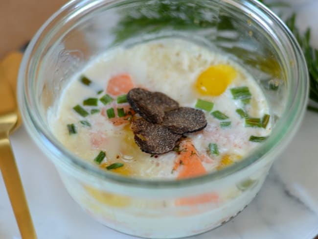 Oeuf cocotte au saumon fumé