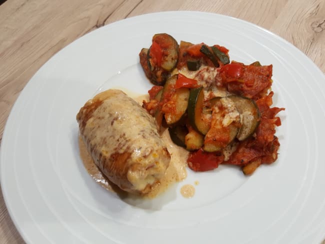 Paupiette de dinde chorizo mozza et sa poêlée de légumes