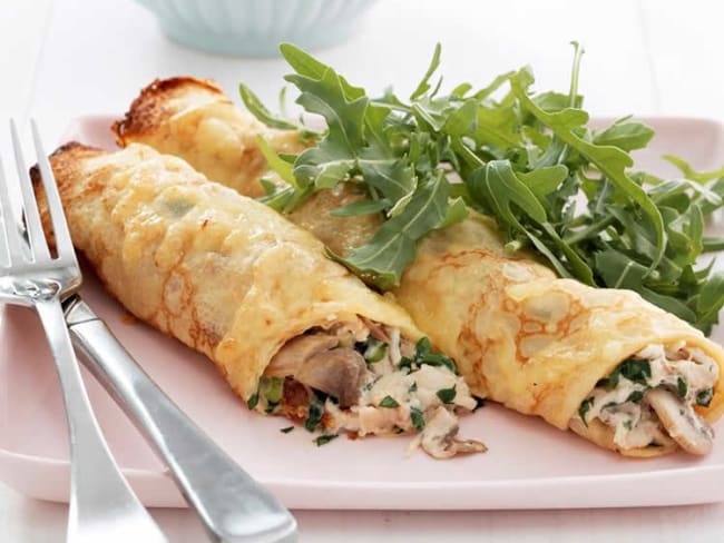 Crêpes au poulet et champignons