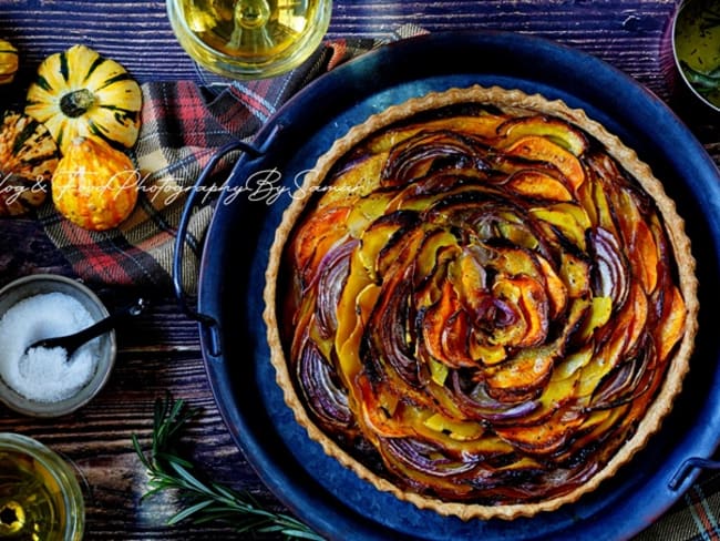 Tarte courge butternut et oignons caramélisés