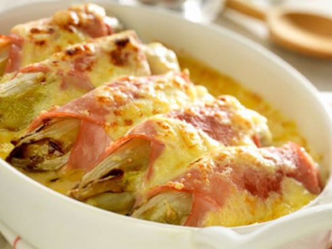 Gratin d'endives au jambon