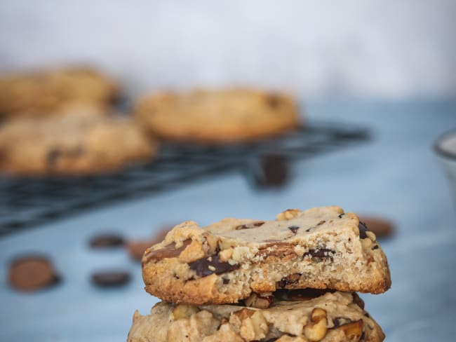 Cookies chocolat, caramel et noix