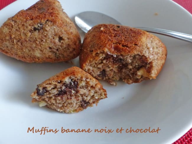 Muffins banane noix et chocolat