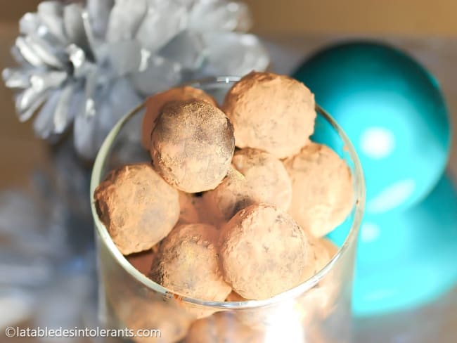 Truffes au chocolat et marron sans gluten, sans lait, avec ou sans sucre