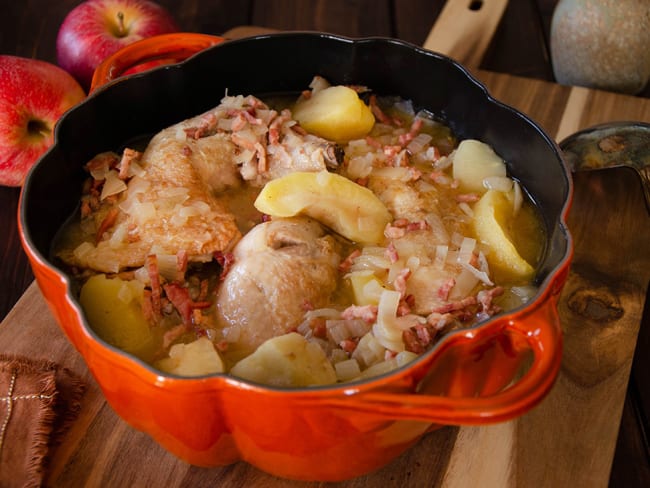 Cocotte de poulet pommes et cidre