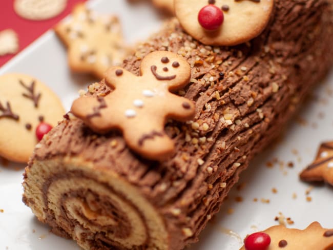 Bûche de noël chocolat noisettes