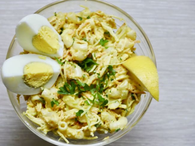 Rémoulade alcaline de crudités aux coquillettes