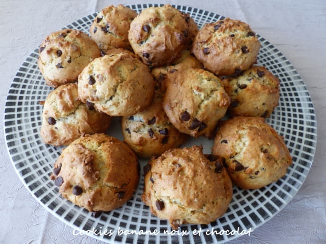 Cookies banane noix et chocolat