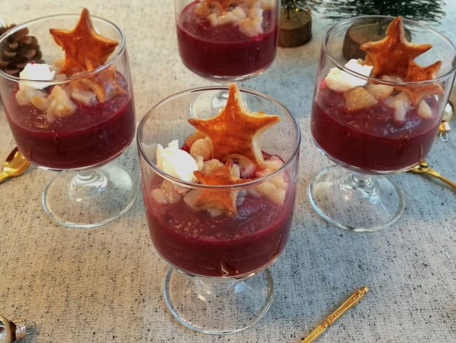 Mousse de betteraves et tartare de Saint-Jacques