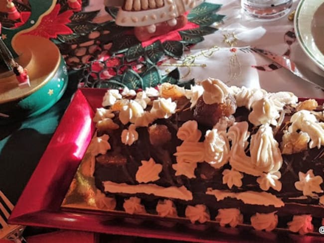 Bûche de Noël au chocolat et marrons (sans gluten, ig bas)