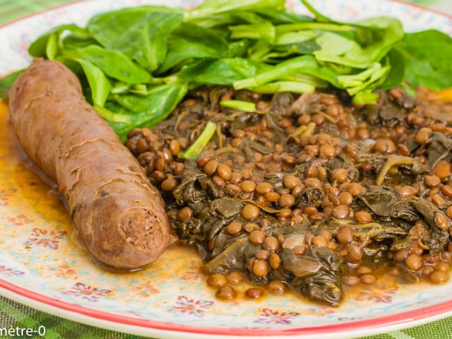 Lentilles aux épinards et merguez de bœuf