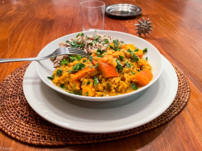 Curry de lentilles jaunes et de potimarron