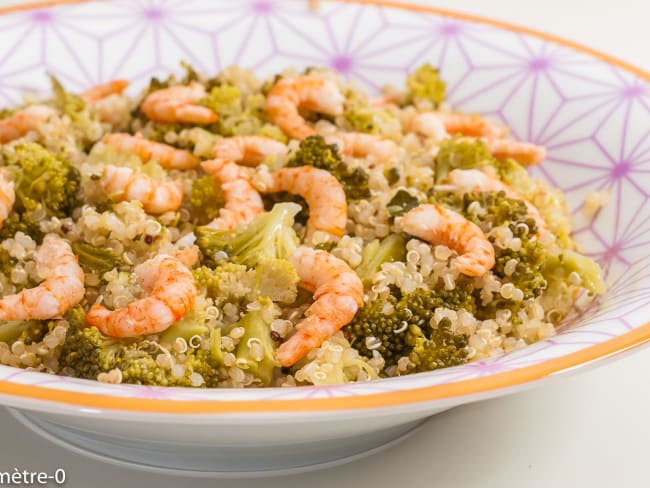Quinoa aux crevettes et brocolis