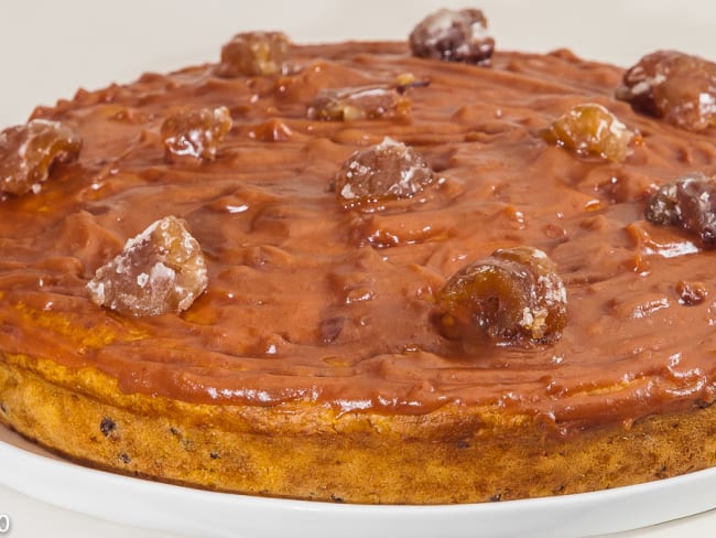 Gâteau à la courge sucrine, aux pépites de chocolat et à la crème de châtaignes