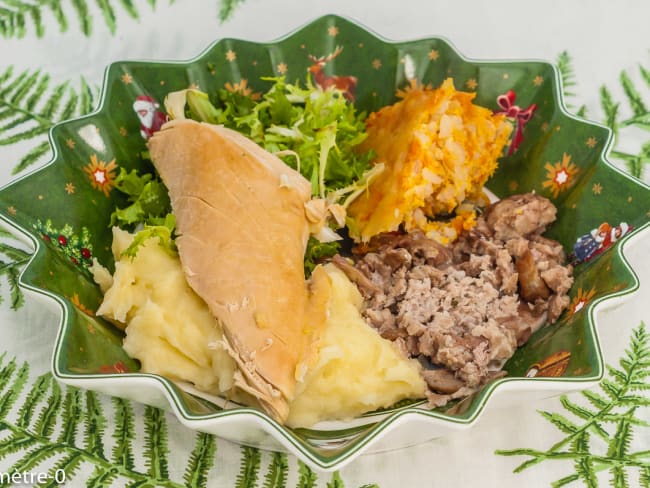 Chapon farci aux cèpes, purée de pommes de terre maison pour les fêtes