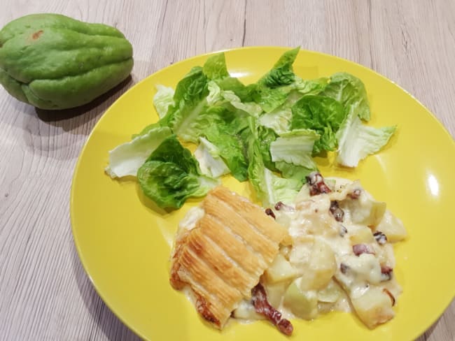 Tartiflette chayotte et pommes de terre