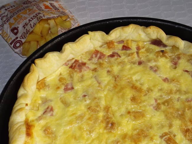 Quiche au jambon et aux frites