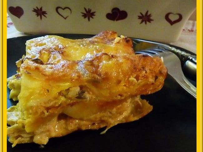 Lasagnes poulet et champignons