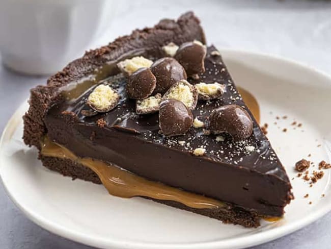 Tarte chocolat et caramel sans cuisson