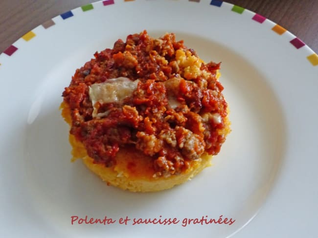 Polenta et saucisse gratinées