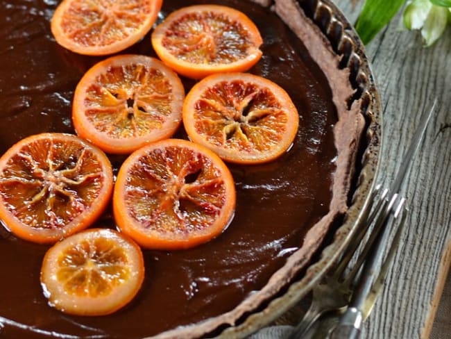 Tarte au chocolat et à l'orange sanguine