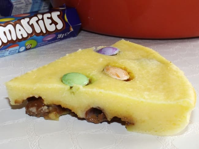 Fondant aux petits suisses et aux smarties